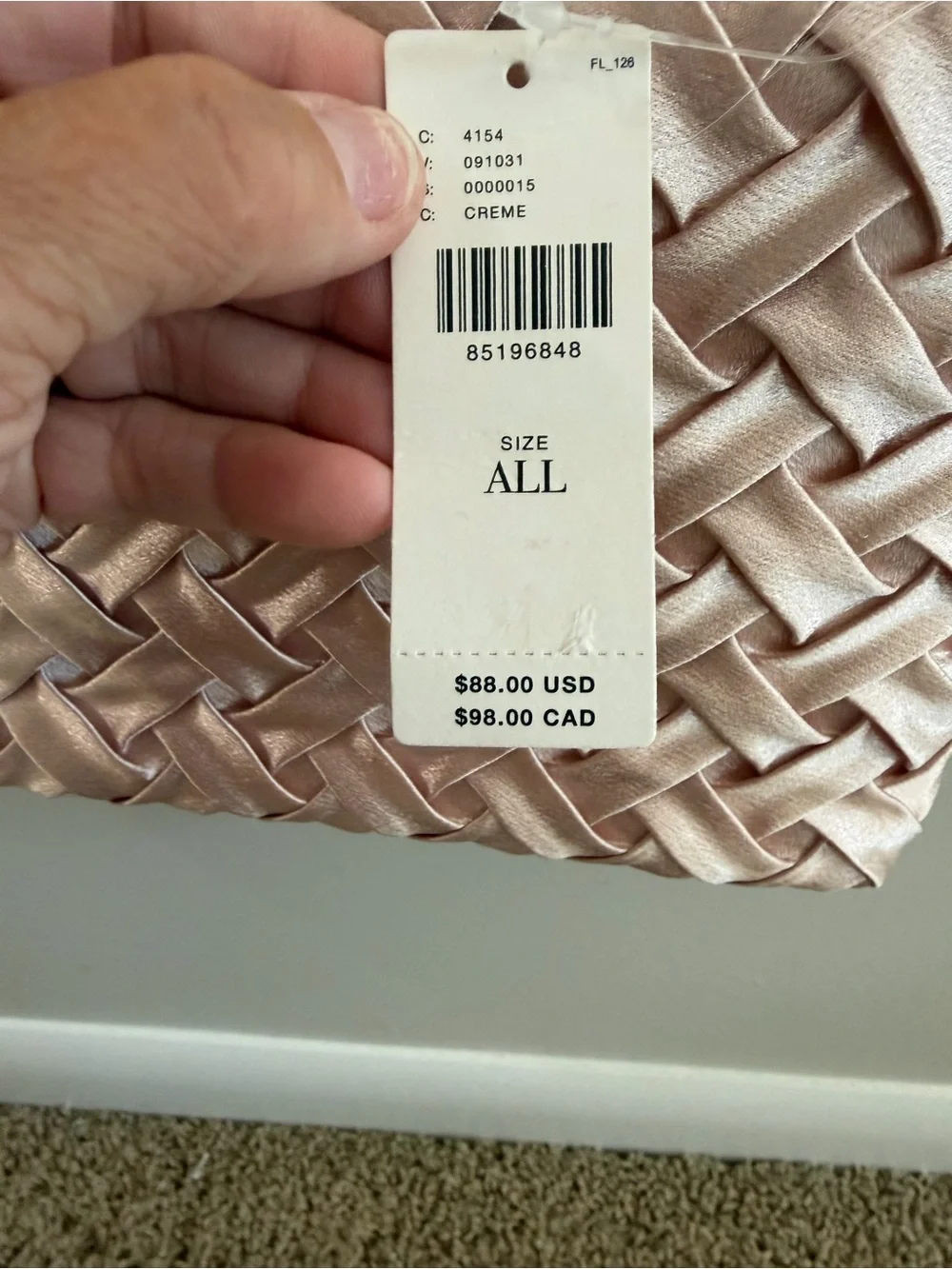 Anthropologie woven satin clutch features a braided design & removable chain NWT